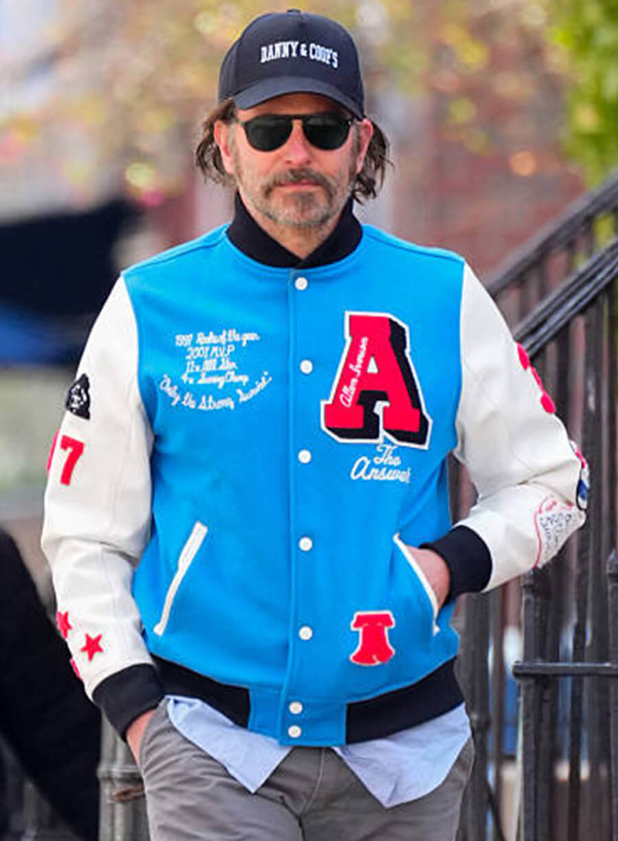 Harpoon Bradley Cooper And Inspired Blue And White Varsity Jacket