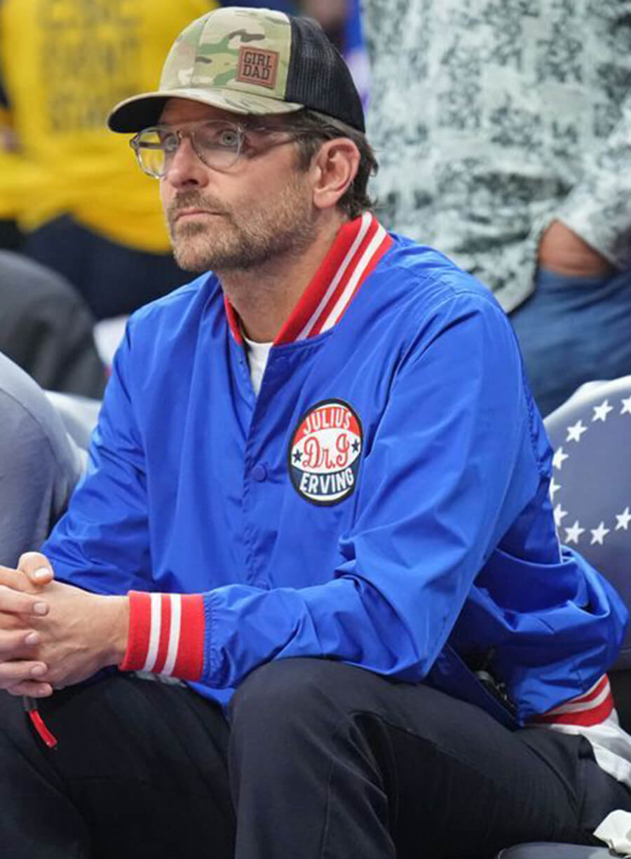 Harpoon Bradley Cooper Julius Dr.J Erving Inspired Blue Varsity Jacket