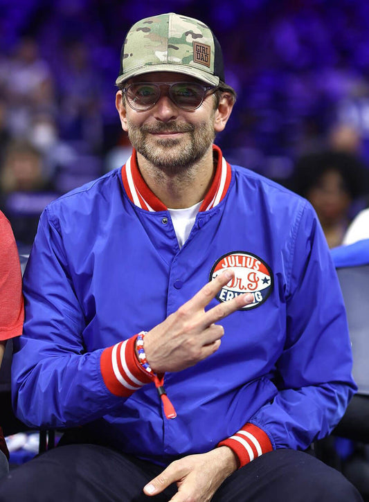 Harpoon Bradley Cooper Julius Dr.J Erving Inspired Blue Varsity Jacket