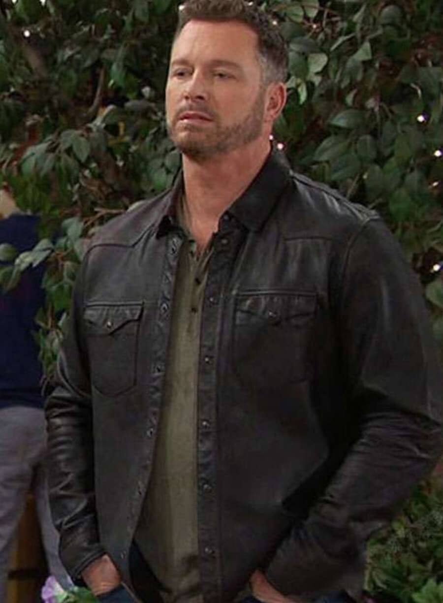 Harpoon Brady Black Inspired Black Leather Jacket - Days of Our Lives Style