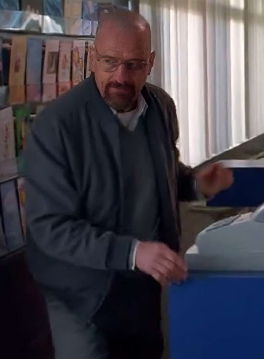 Harpoon Walter White Inspired Grey Fabric Bomber Jacket - Breaking Bad S05 Style