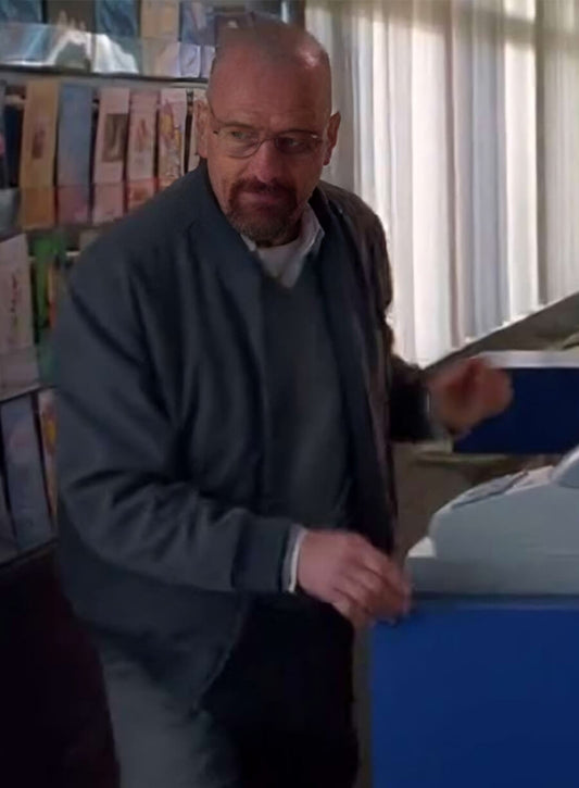 Harpoon Walter White Inspired Grey Fabric Bomber Jacket - Breaking Bad S05 Style