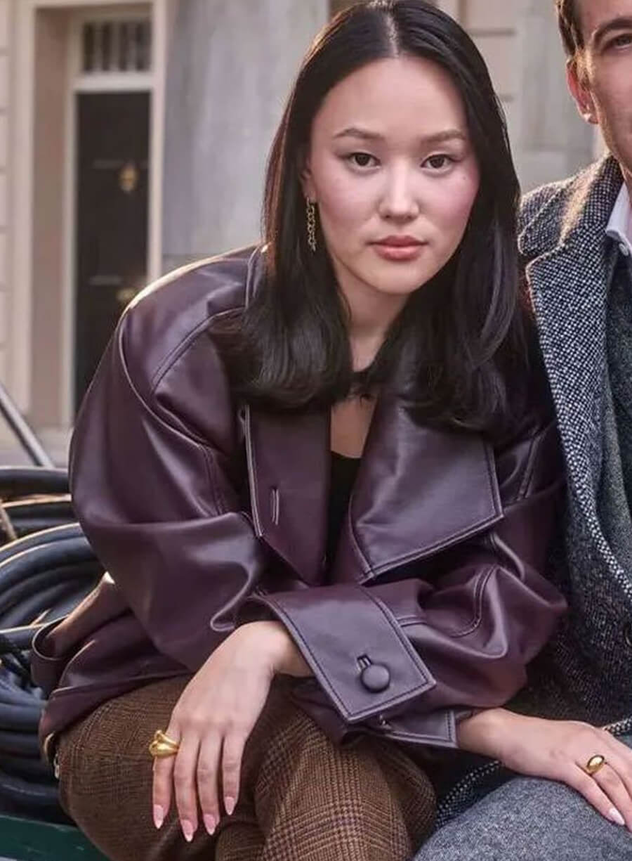 Harpoon Sophie Baek Inspired Burgundy Coat - Bridgerton Style