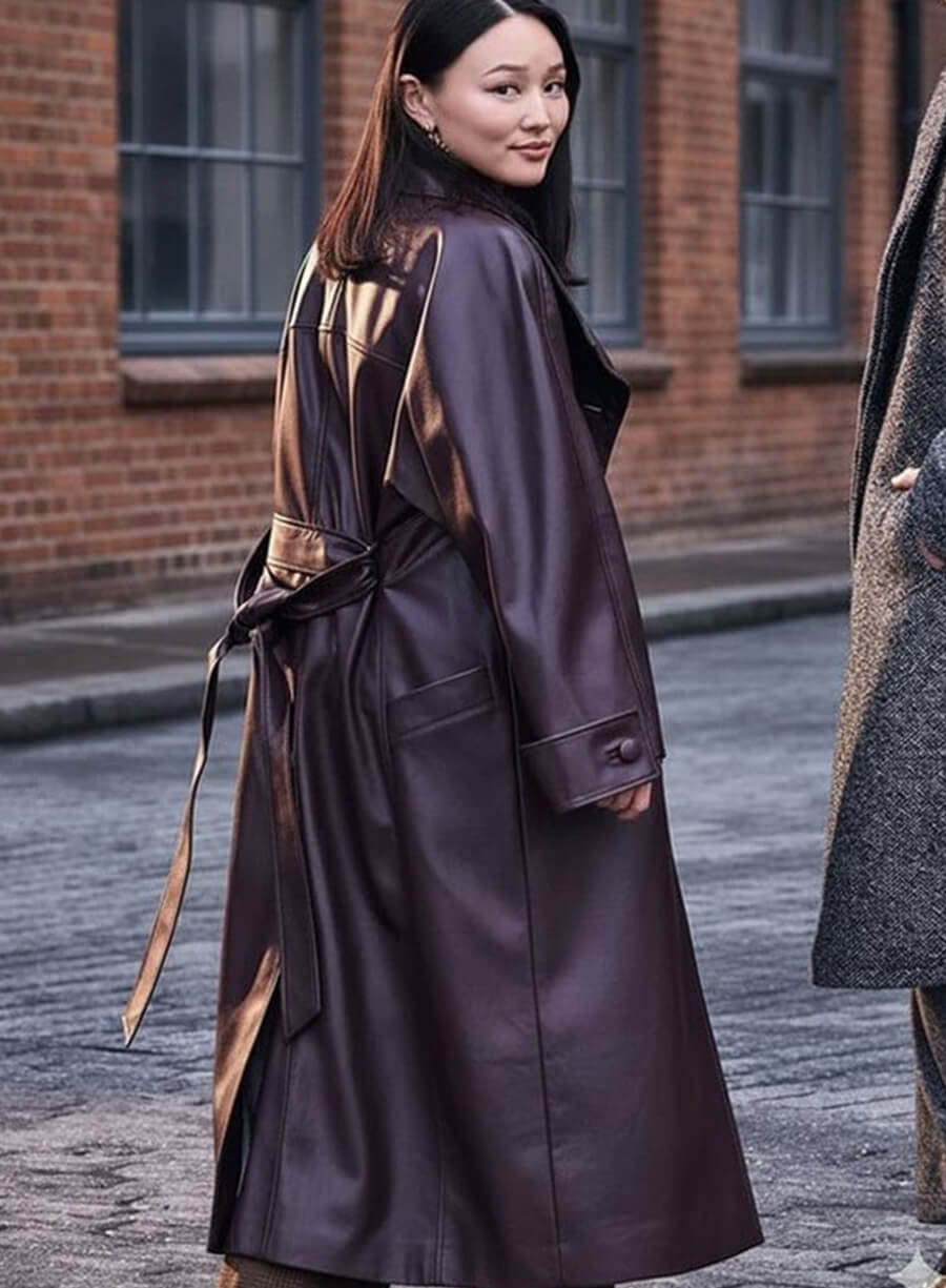 Harpoon Sophie Baek Inspired Burgundy Coat - Bridgerton Style