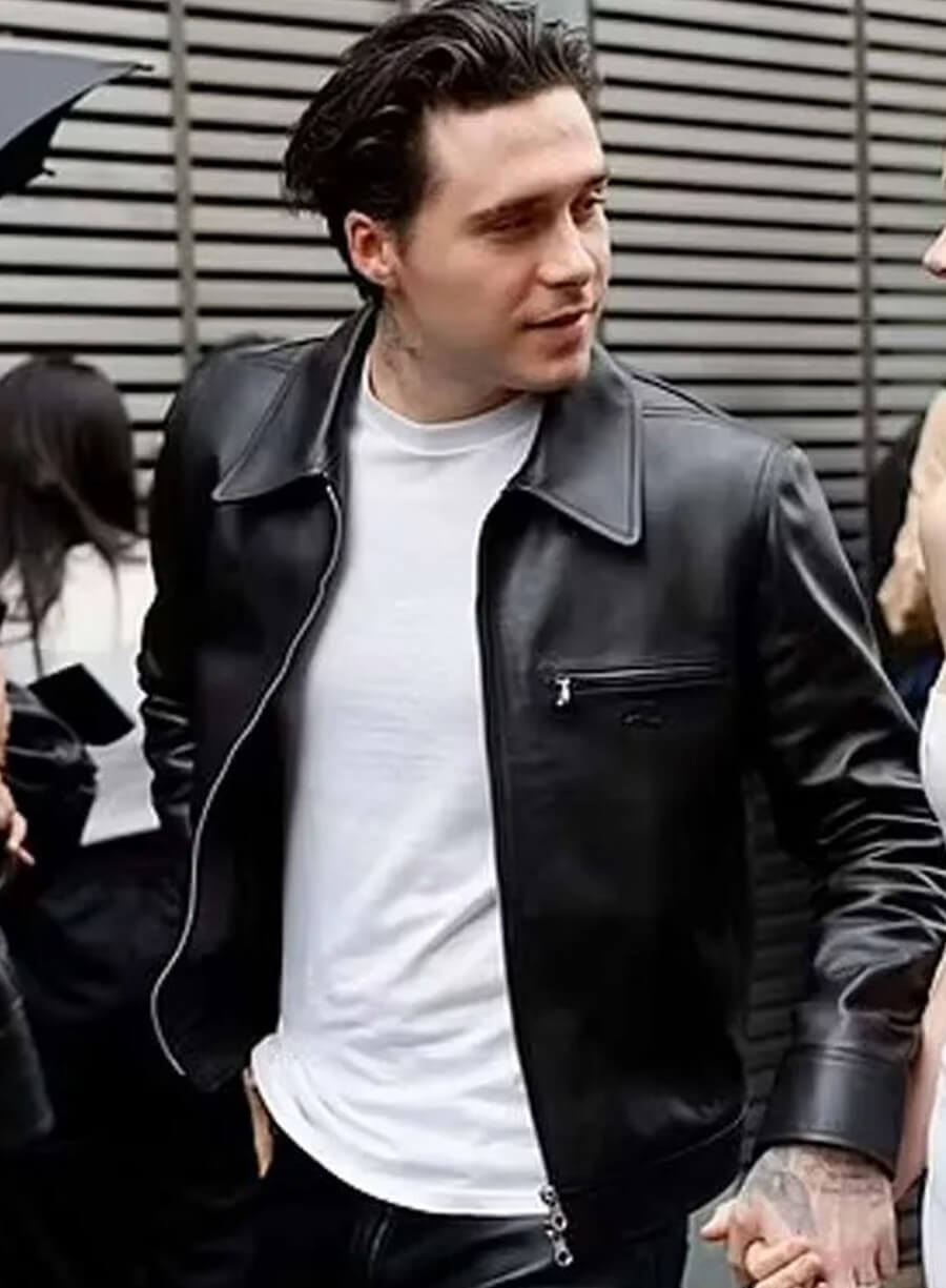 Harpoon Brooklyn Beckham Inspired Black Leather Jacket