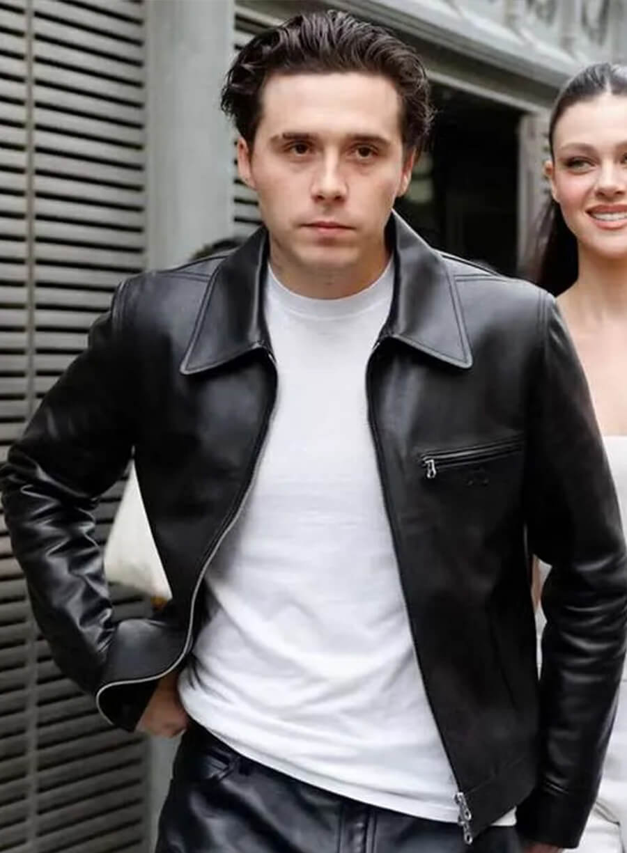 Harpoon Brooklyn Beckham Inspired Black Leather Jacket