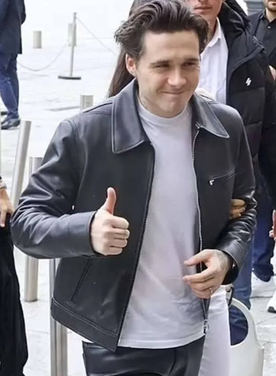 Harpoon Brooklyn Beckham Inspired Black Leather Jacket