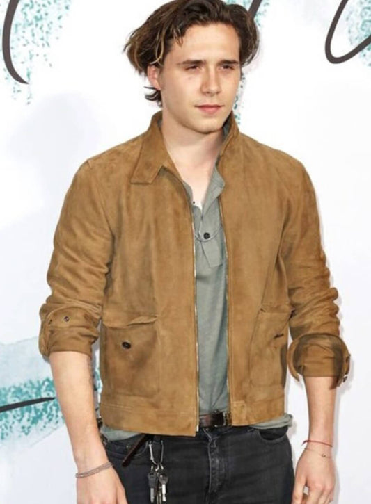 Harpoon Brooklyn Beckham Suede Inspired Brown Leather Jacket