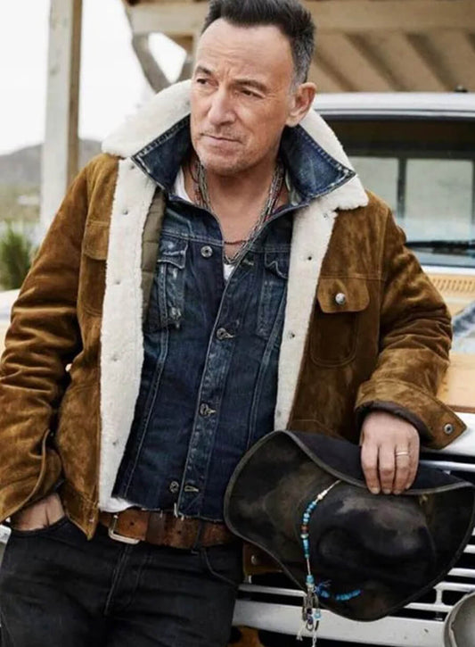 Harpoon Bruce Springsteen Shearling Inspired Blue Hooded Jacket