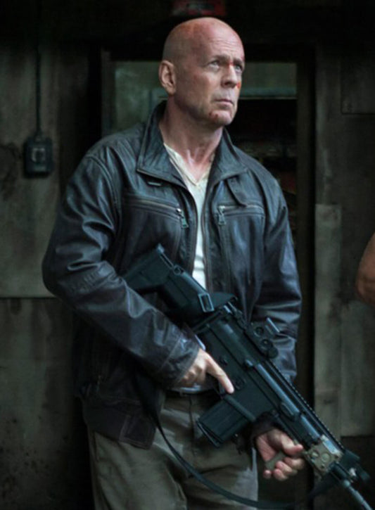 Harpoon John McClane Inspired Black Leather Jacket - A Good Day to Die Hard Style