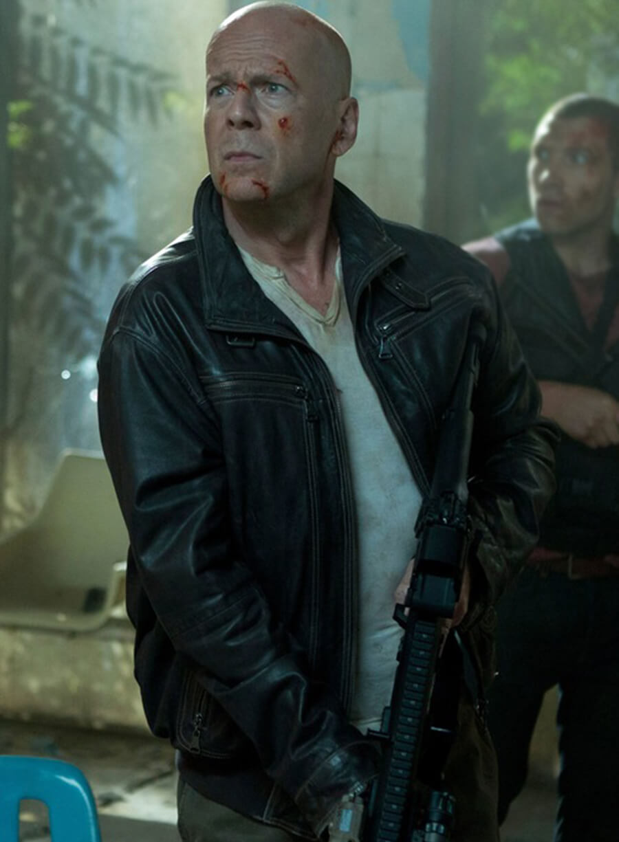 Harpoon John McClane Inspired Black Leather Jacket - A Good Day to Die Hard Style