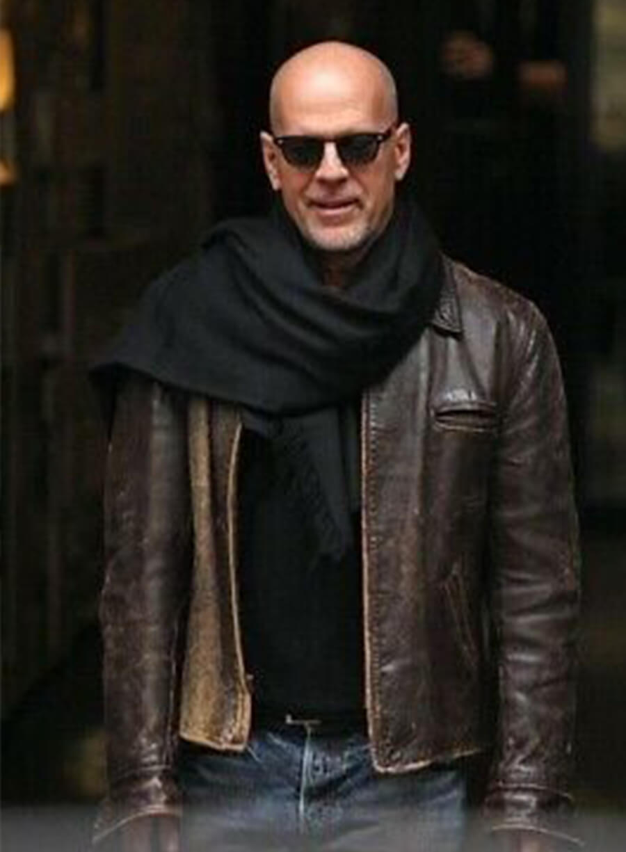 Harpoon Bruce Willis Inspired Brown Leather Jacket
