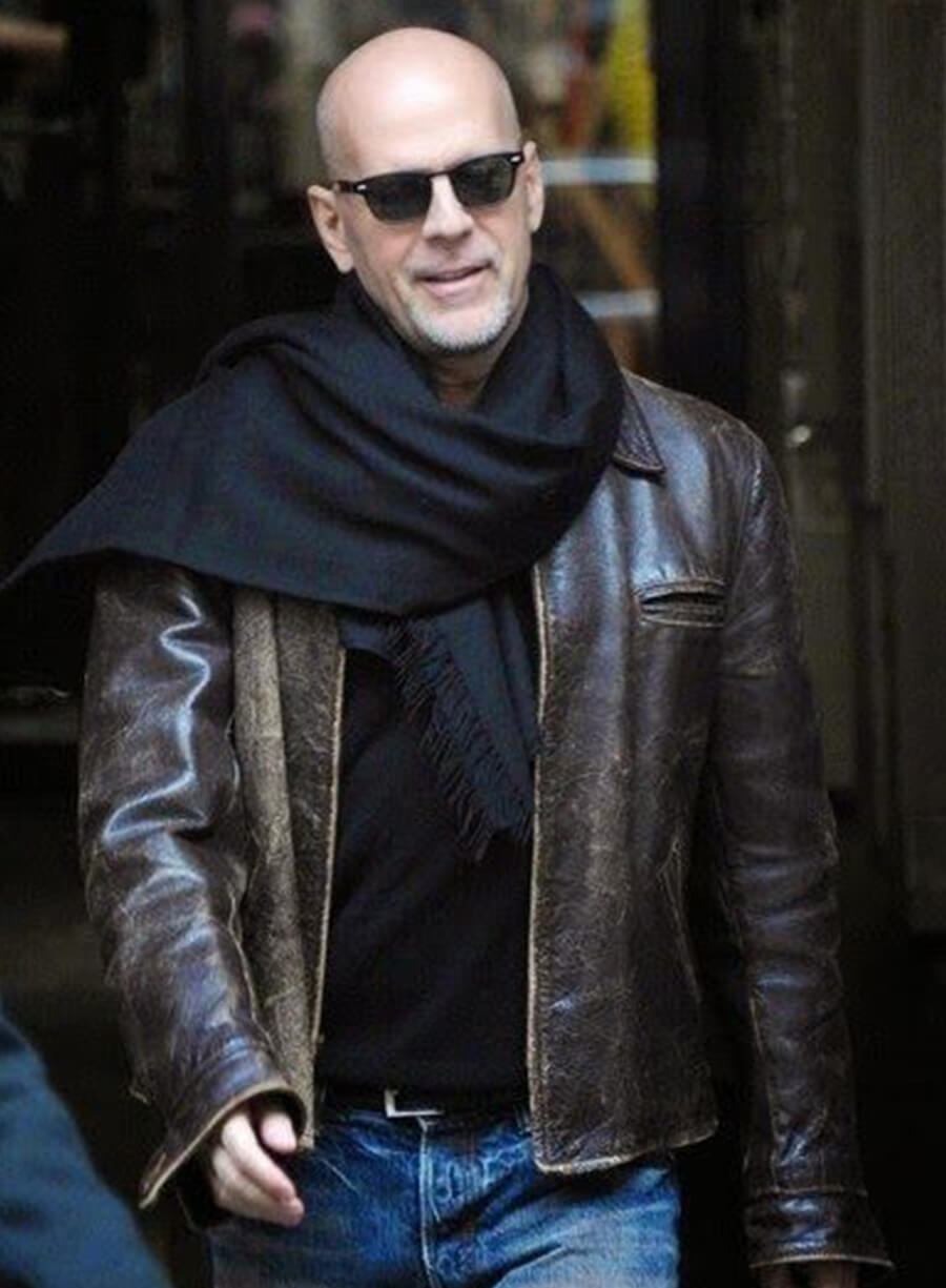 Harpoon Bruce Willis Inspired Brown Leather Jacket