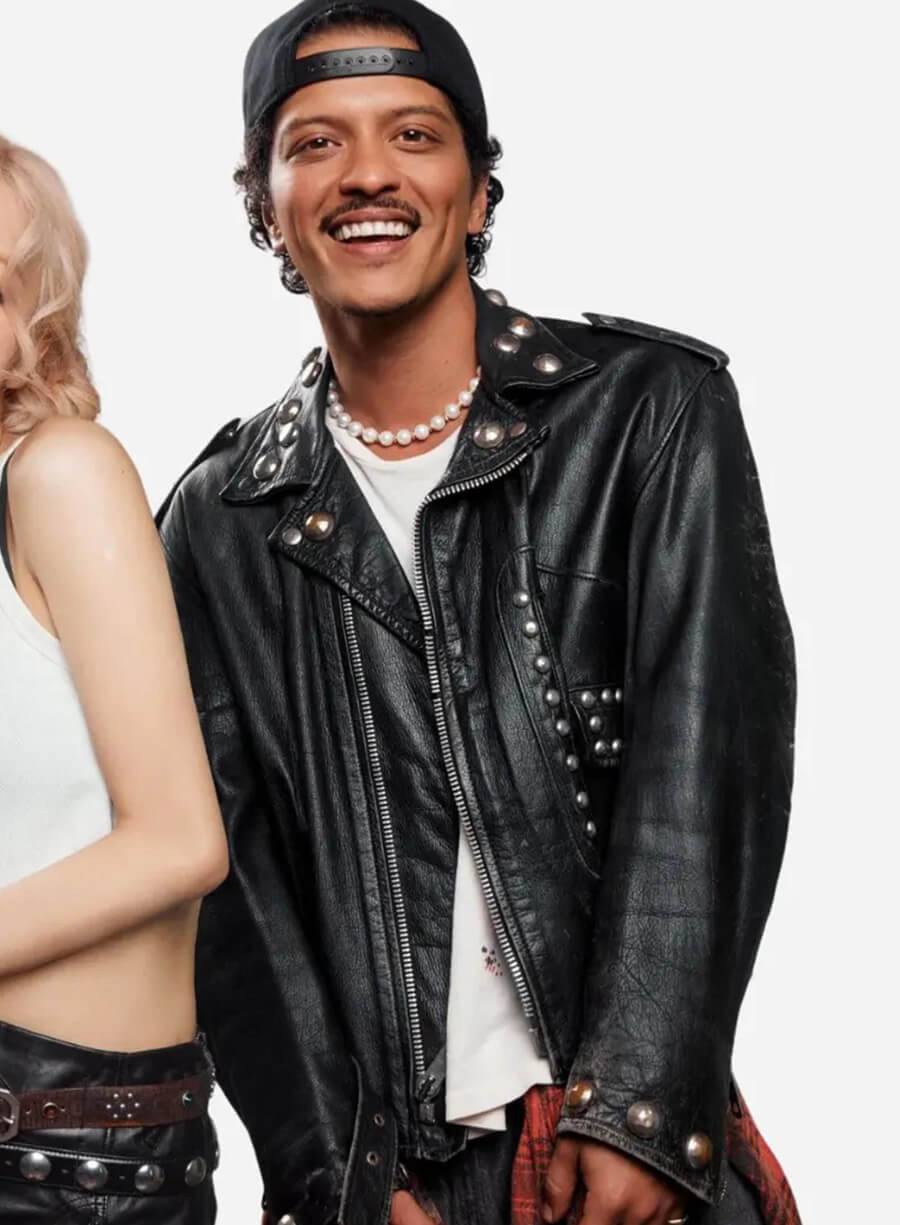 Harpoon Bruno Mars Apt Inspired Black Leather Jacket