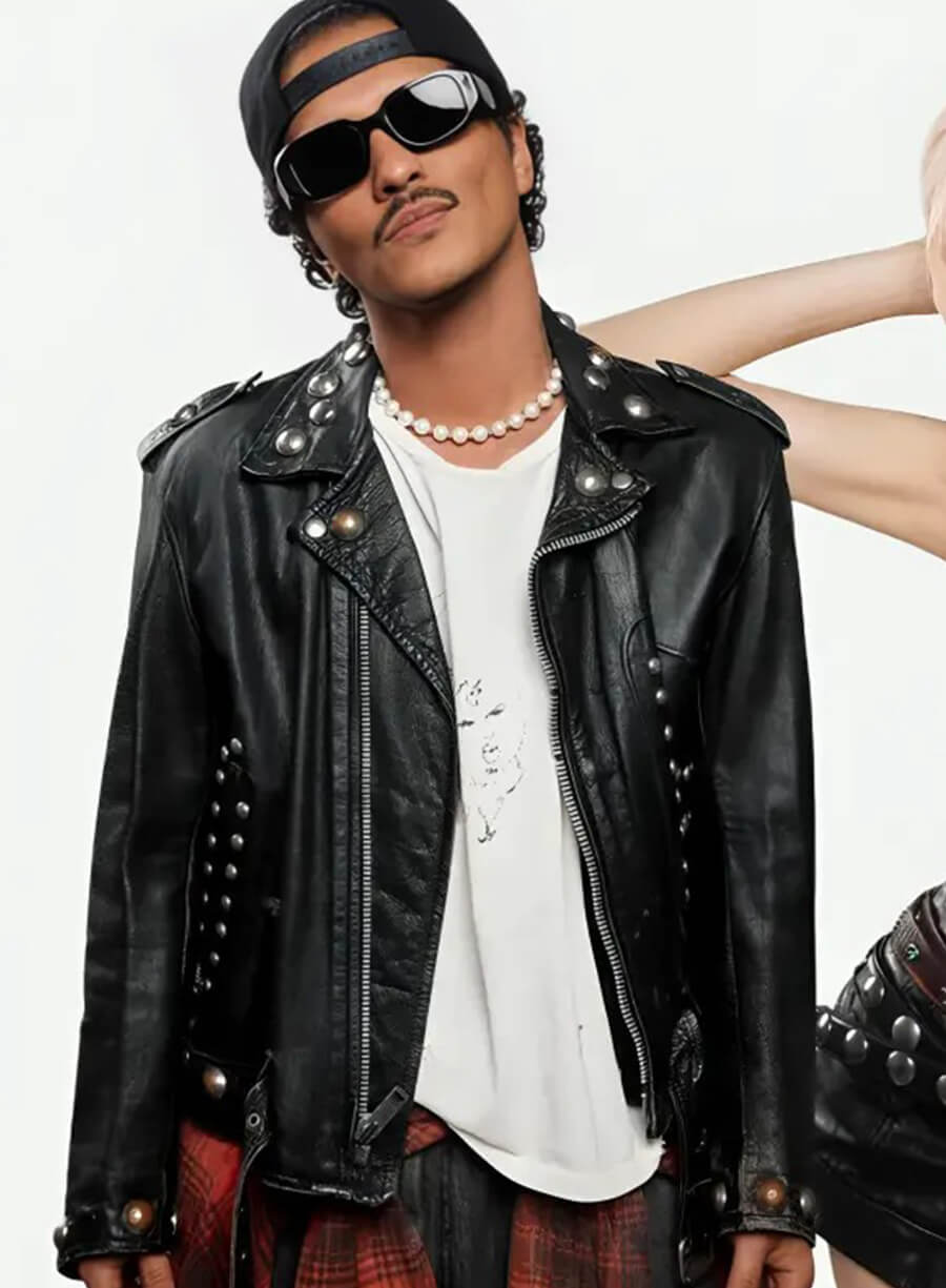 Harpoon Bruno Mars Apt Inspired Black Leather Jacket
