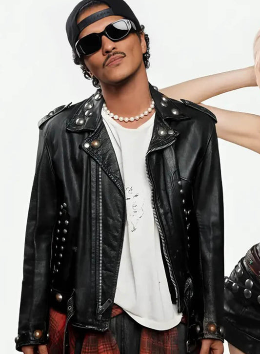Harpoon Bruno Mars Apt Inspired Black Leather Jacket