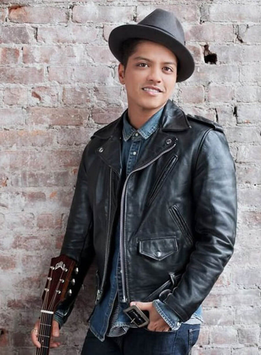 Harpoon Bruno Mars Inspired Black Leather Jacket