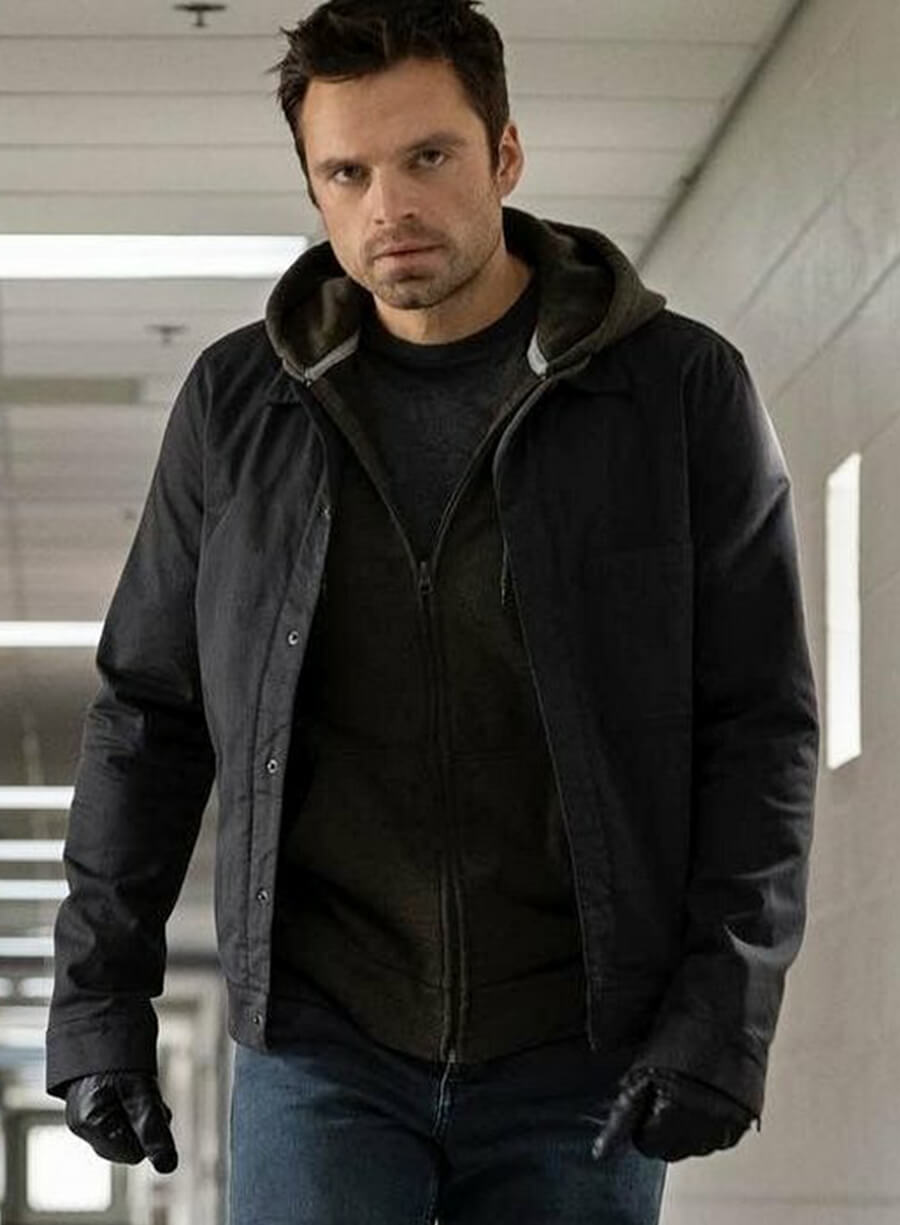 Harpoon Bucky Barnes Inspired Black Leather Jacket - The Falcon and the Winter Soldier Style