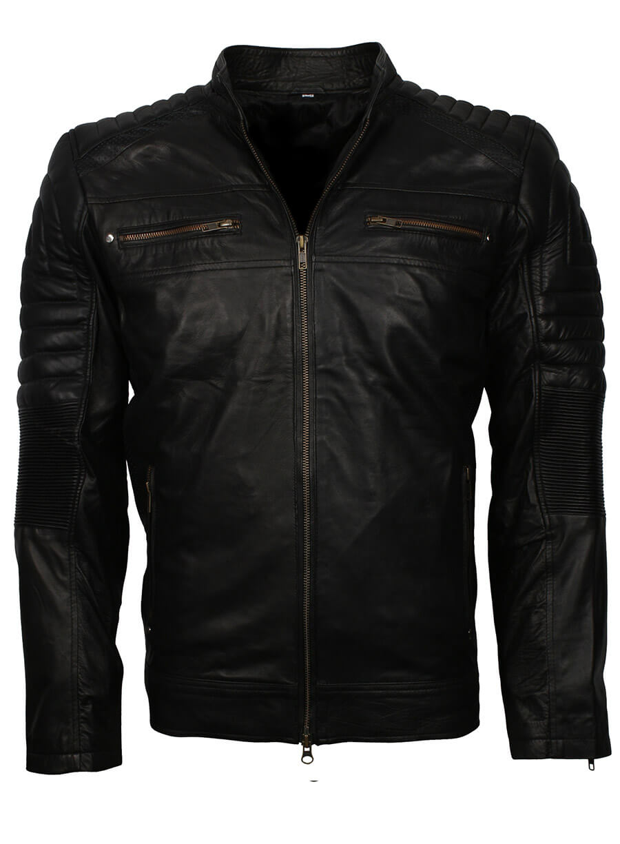 Harpoon Mens Inspired Black Cafe Racer Jacket