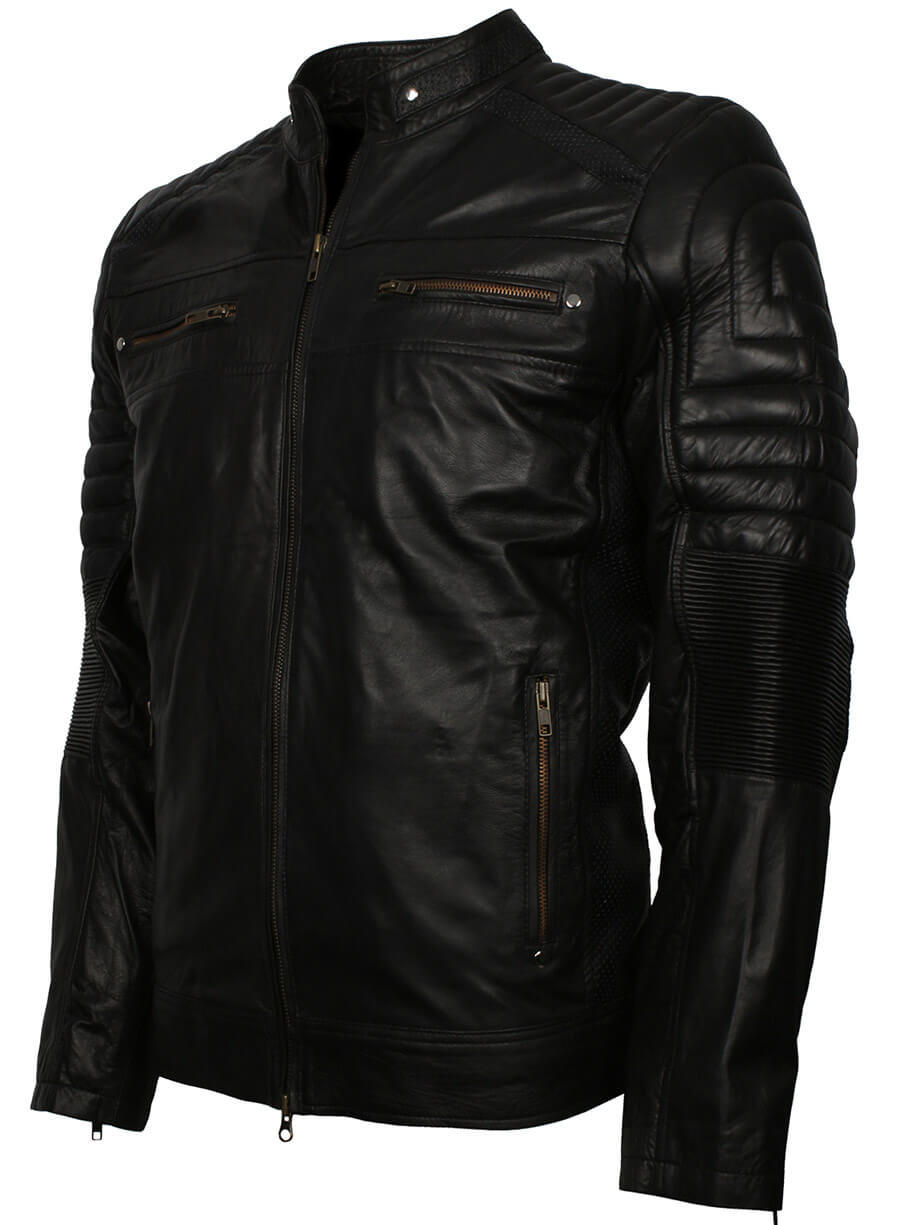 Harpoon Mens Inspired Black Cafe Racer Jacket