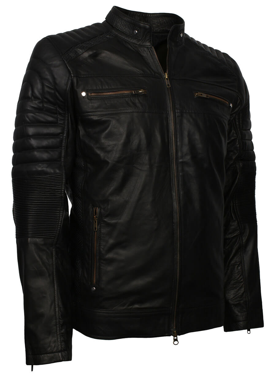 Harpoon Mens Inspired Black Cafe Racer Jacket