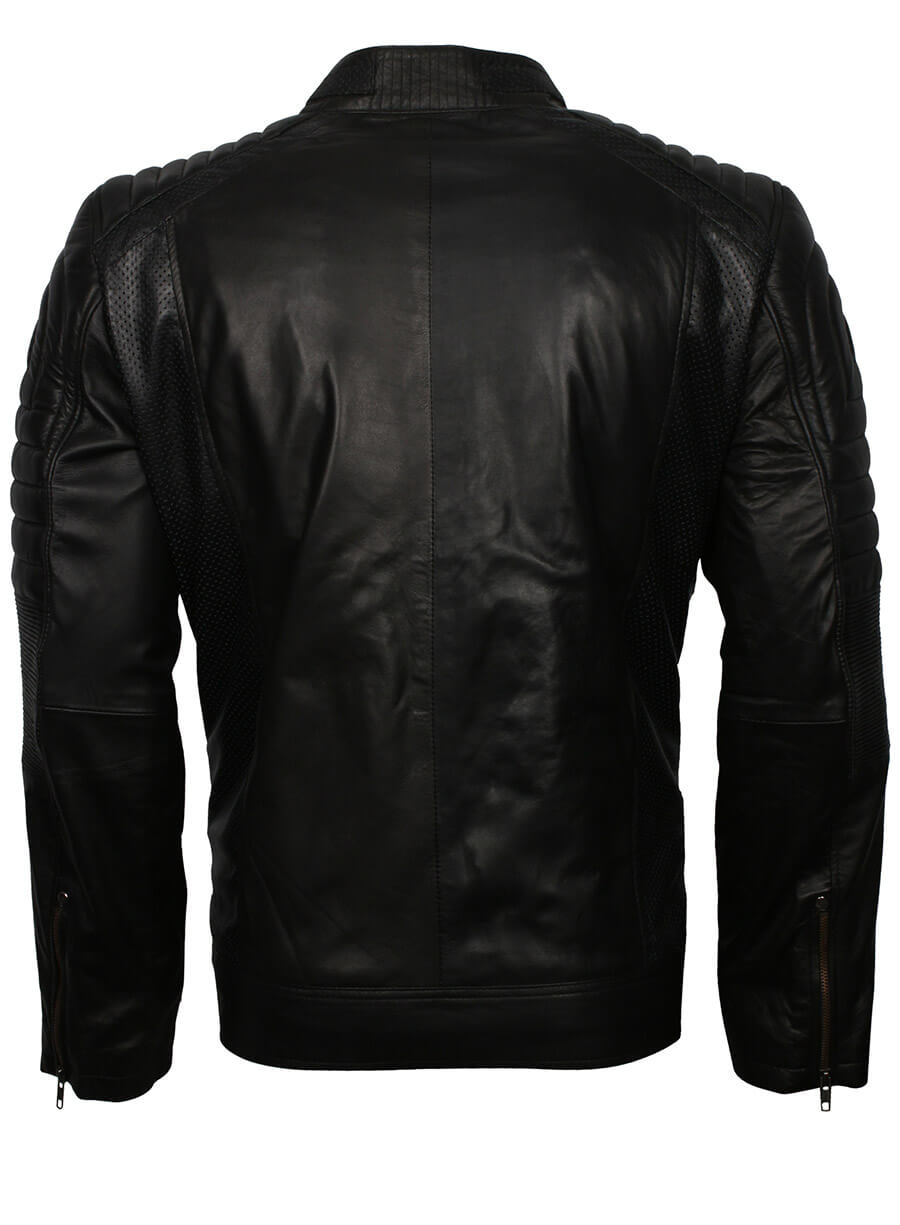 Harpoon Mens Inspired Black Cafe Racer Jacket