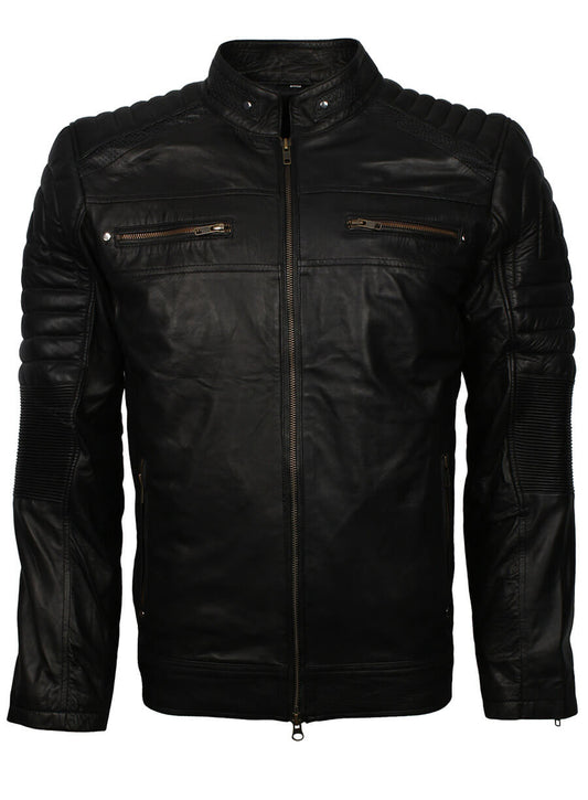 Harpoon Mens Inspired Black Cafe Racer Jacket