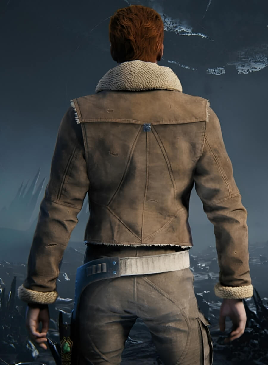 Harpoon Cal Kestis Star Wars Jedi: Survivor Jedi Knight Suede Inspired Brown Suede Leather Leather Jacket