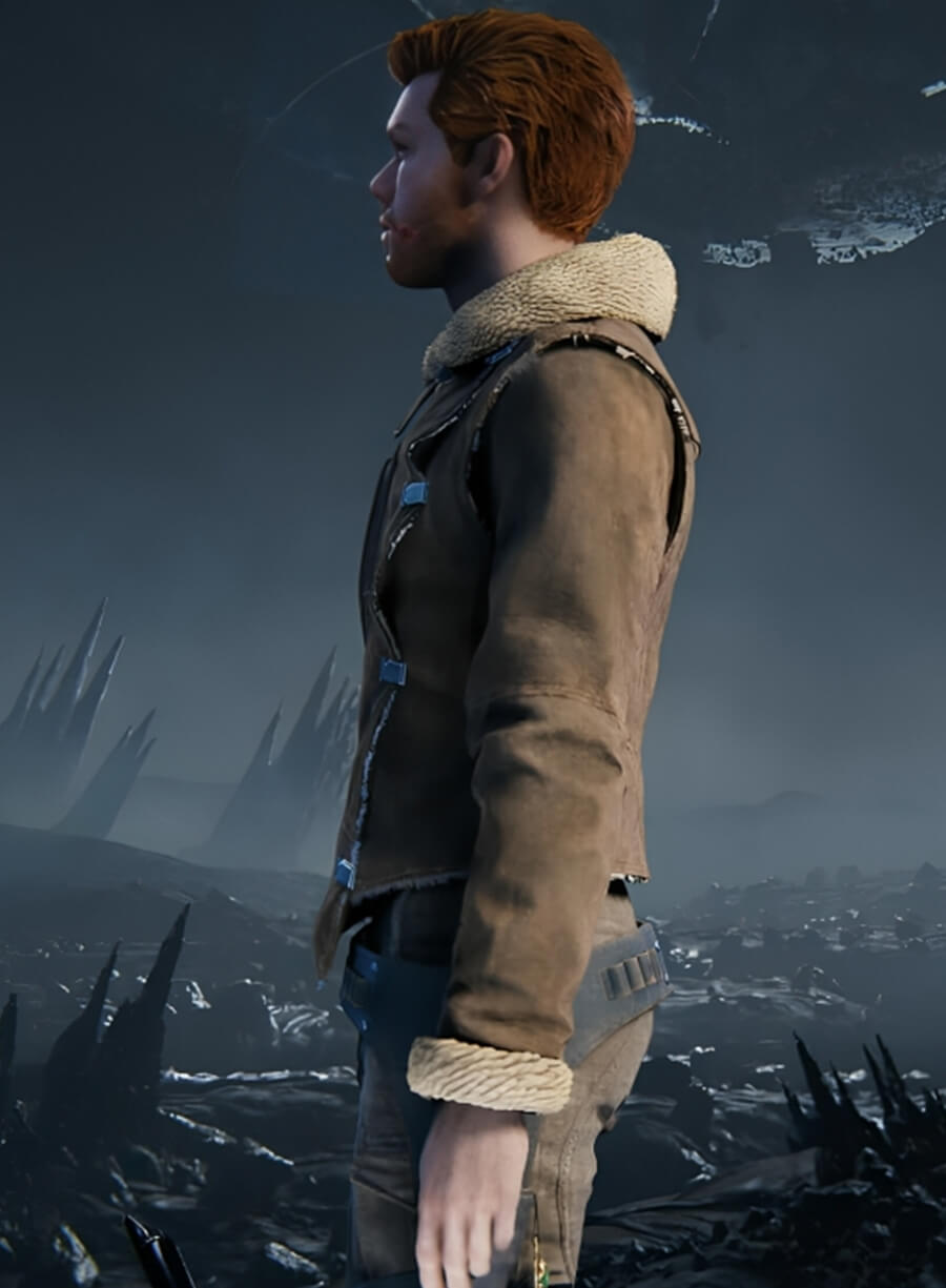Harpoon Cal Kestis Star Wars Jedi: Survivor Jedi Knight Suede Inspired Brown Suede Leather Leather Jacket