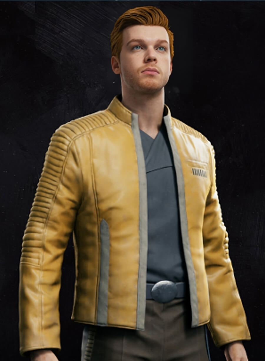 Harpoon Cal Kestis Star Wars Jedi: Survivor Jedi Knight Yellow Inspired Yellow Real Leather Leather Jacket