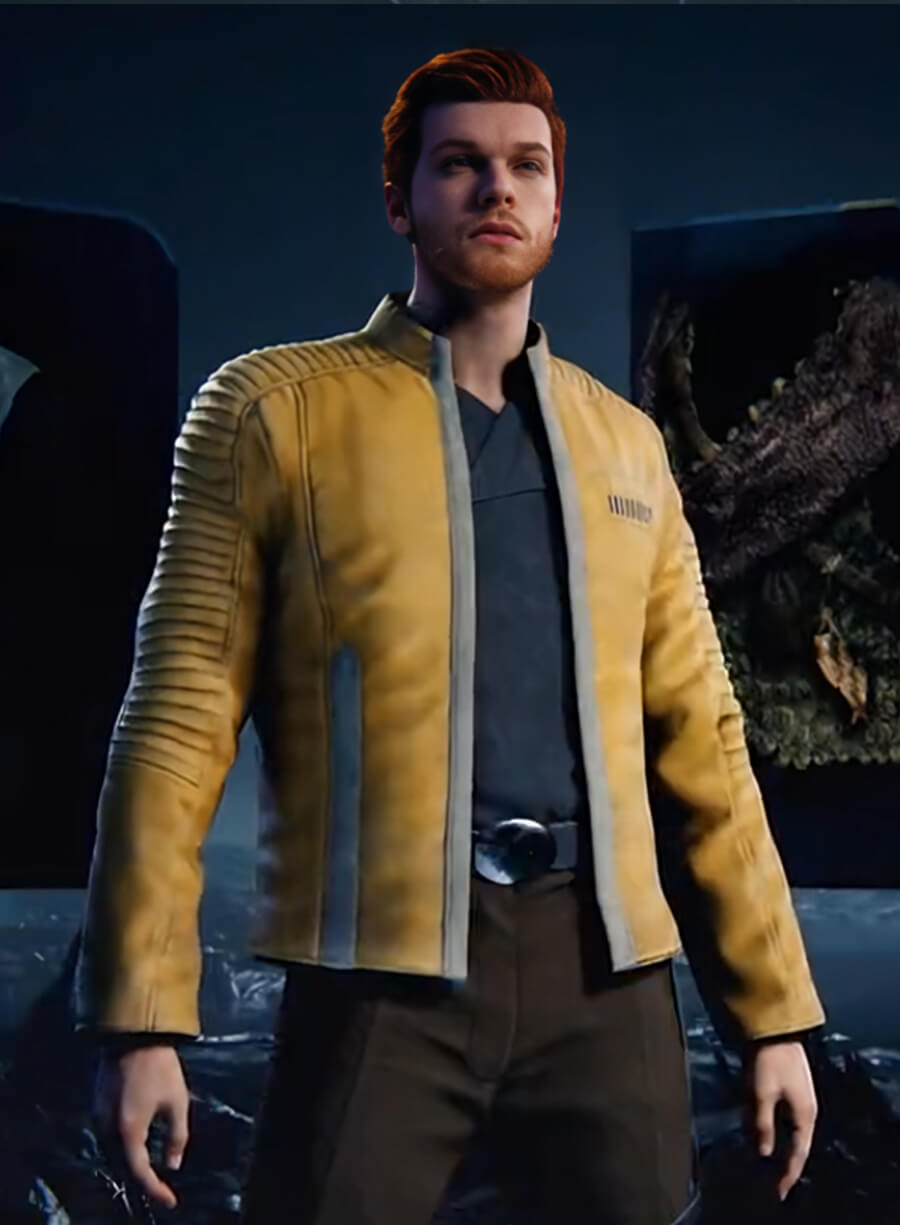 Harpoon Cal Kestis Star Wars Jedi: Survivor Jedi Knight Yellow Inspired Yellow Real Leather Leather Jacket