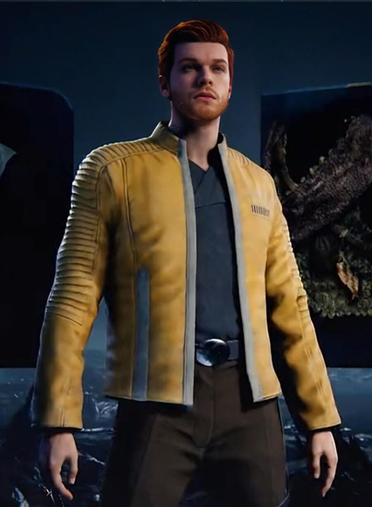 Harpoon Cal Kestis Star Wars Jedi: Survivor Jedi Knight Yellow Inspired Yellow Real Leather Leather Jacket