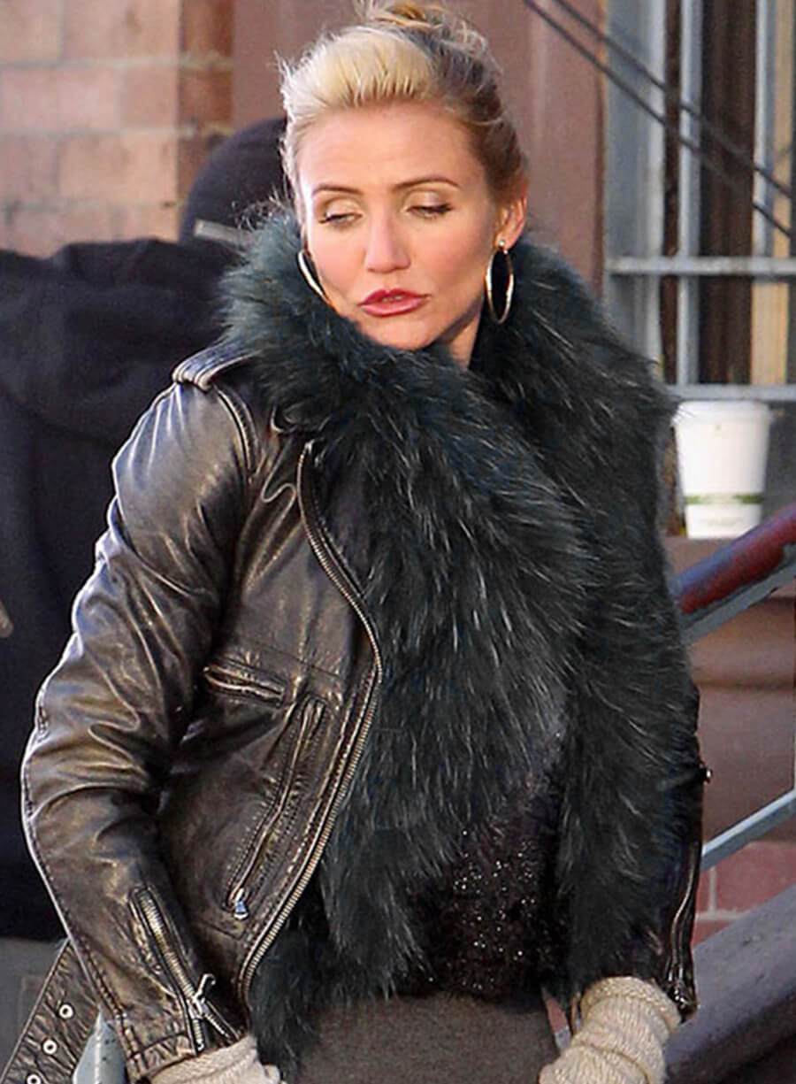 Harpoon Cameron Diaz Annie Inspired Black Leather Jacket