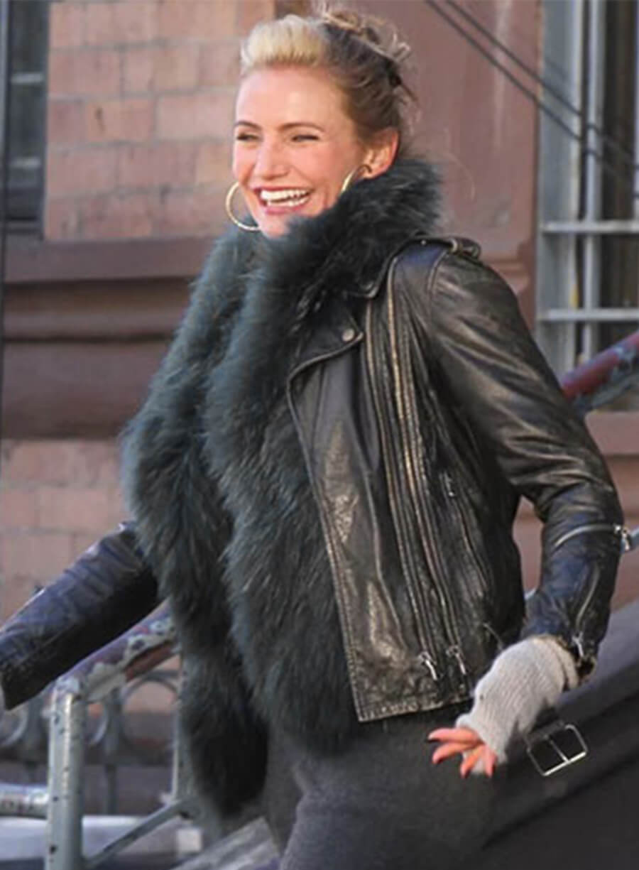 Harpoon Cameron Diaz Annie Inspired Black Leather Jacket