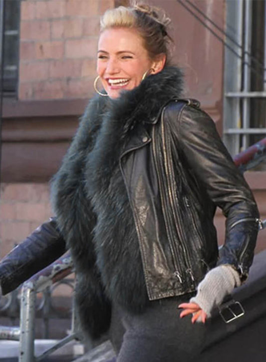 Harpoon Cameron Diaz Annie Inspired Black Leather Jacket