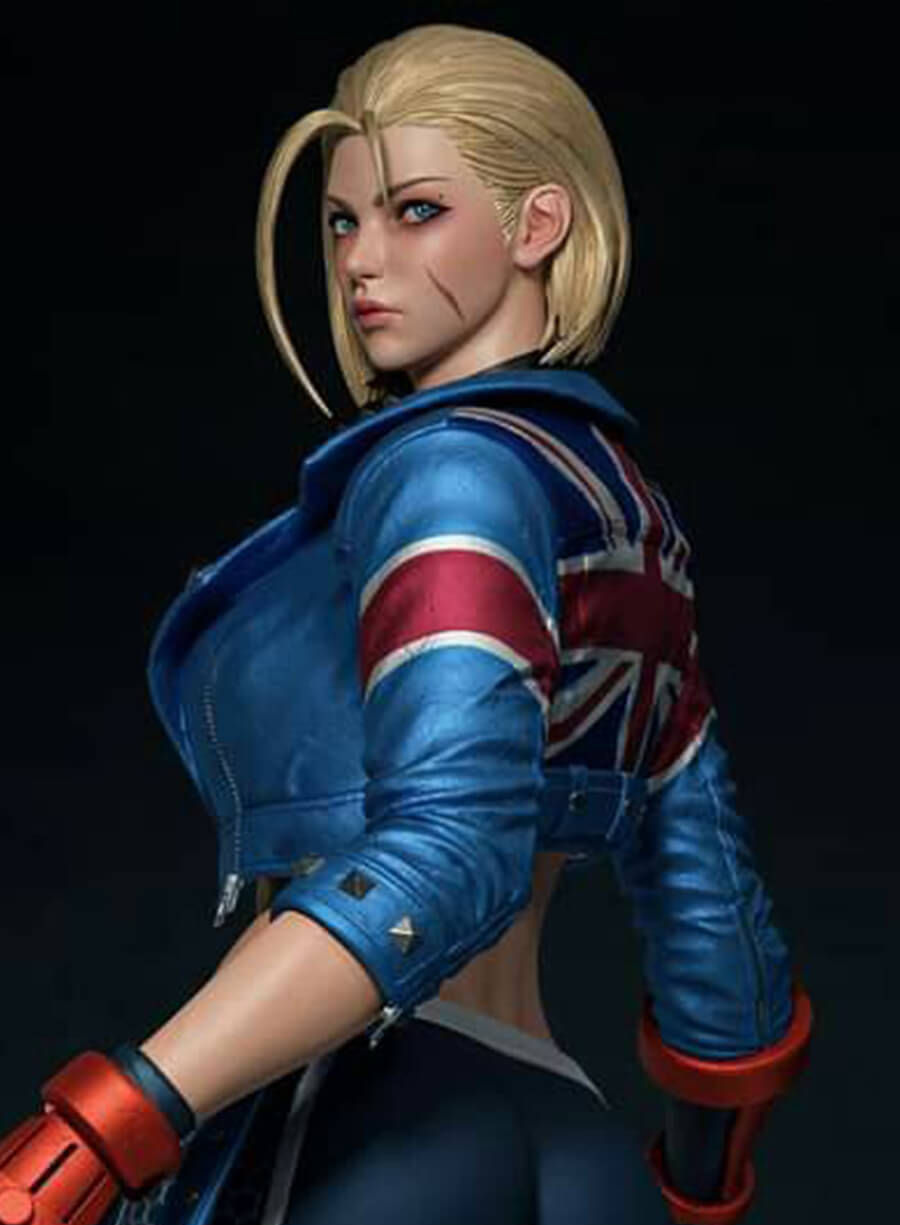 Harpoon Cammy White Inspired Blue Leather Jacket - Street Fighter 6 Style