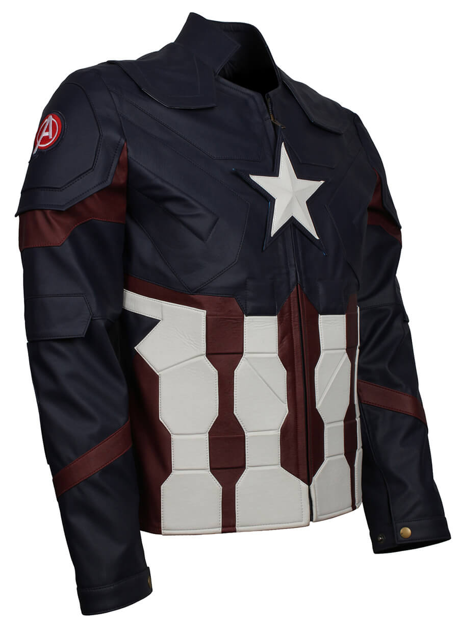 Harpoon Captain America Inspired Blue, White and Red Faux leather Leather Jacket - Avengers Endgame Style