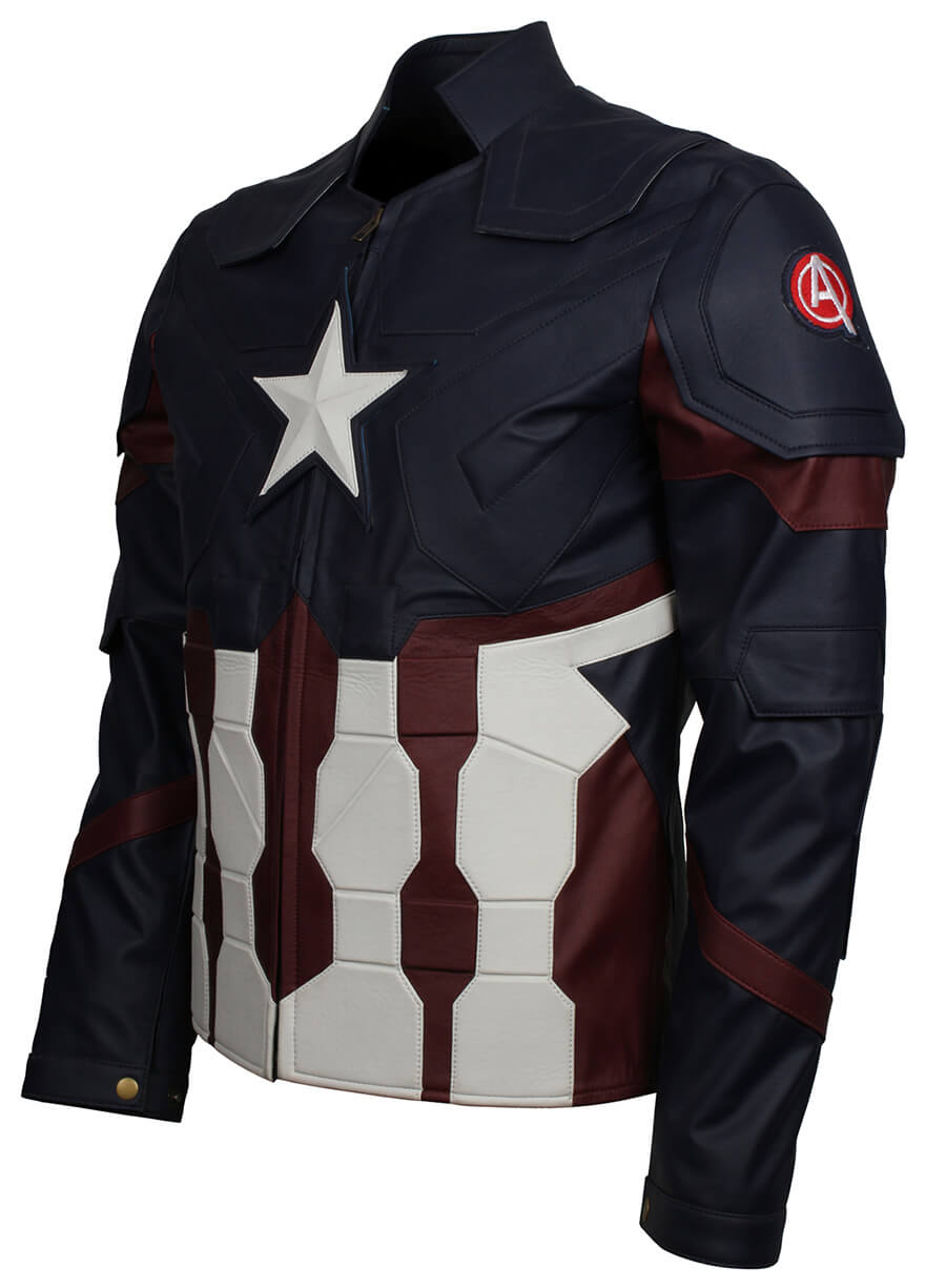 Harpoon Captain America Inspired Blue, White and Red Faux leather Leather Jacket - Avengers Endgame Style