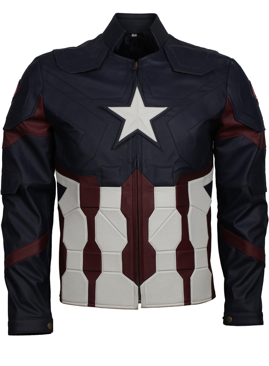 Harpoon Captain America Inspired Blue, White and Red Faux leather Leather Jacket - Avengers Endgame Style