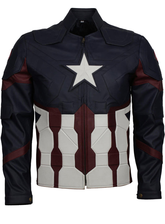 Harpoon Captain America Inspired Blue, White and Red Faux leather Leather Jacket - Avengers Endgame Style