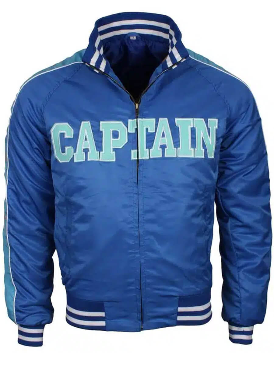 Harpoon Captain Boomerang Inspired Blue Satin Leather Jacket - Suicide Squad Style