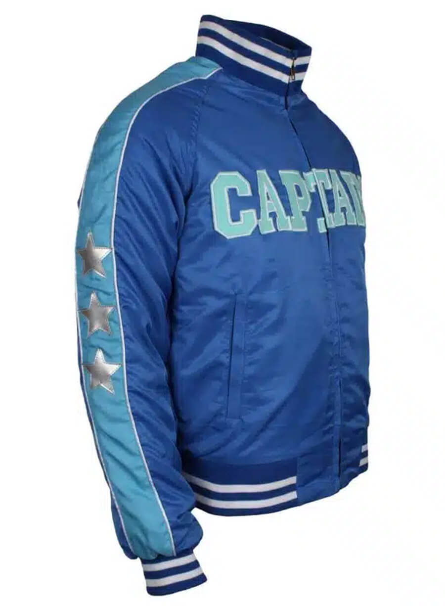 Harpoon Captain Boomerang Inspired Blue Satin Leather Jacket - Suicide Squad Style