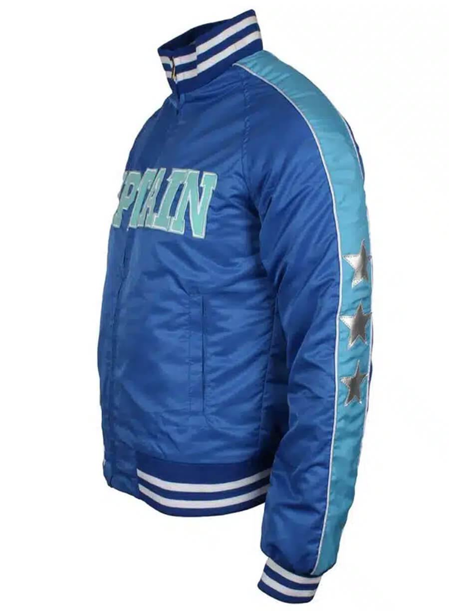 Harpoon Captain Boomerang Inspired Blue Satin Leather Jacket - Suicide Squad Style
