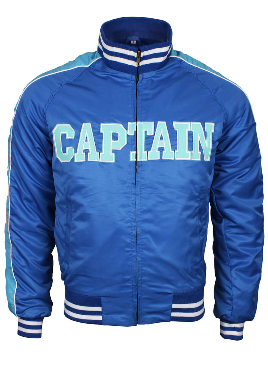Harpoon Captain Boomerang Inspired Blue Satin Leather Jacket - Suicide Squad Style