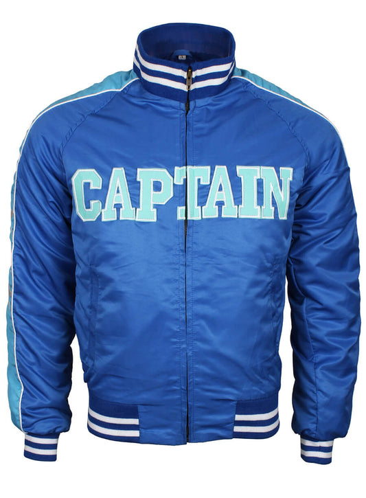 Harpoon Captain Boomerang Inspired Blue Satin Leather Jacket - Suicide Squad Style