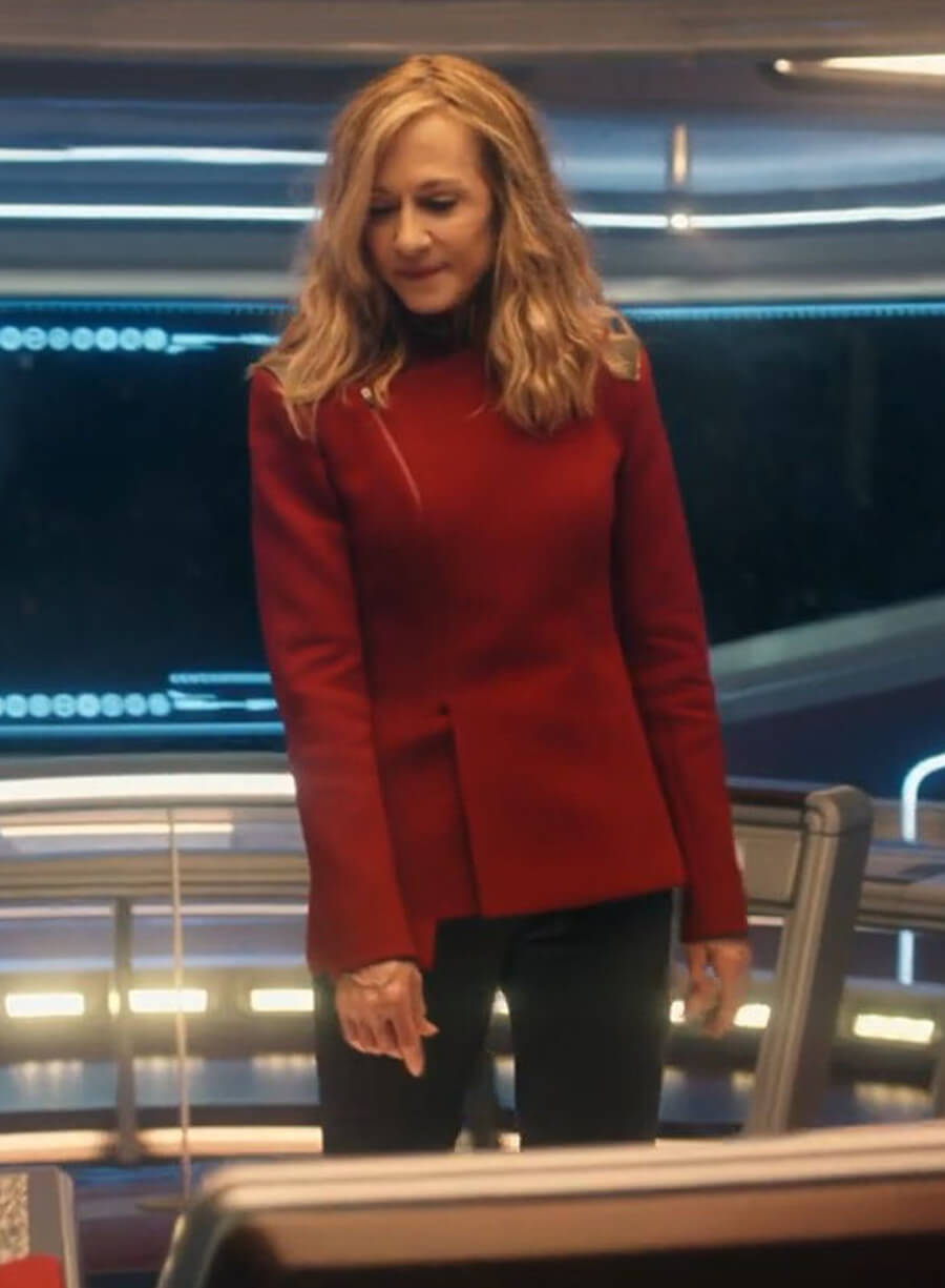 Harpoon Captain Nahla Ake Inspired Red Leather Jacket - Star Trek: Starfleet Academy Style