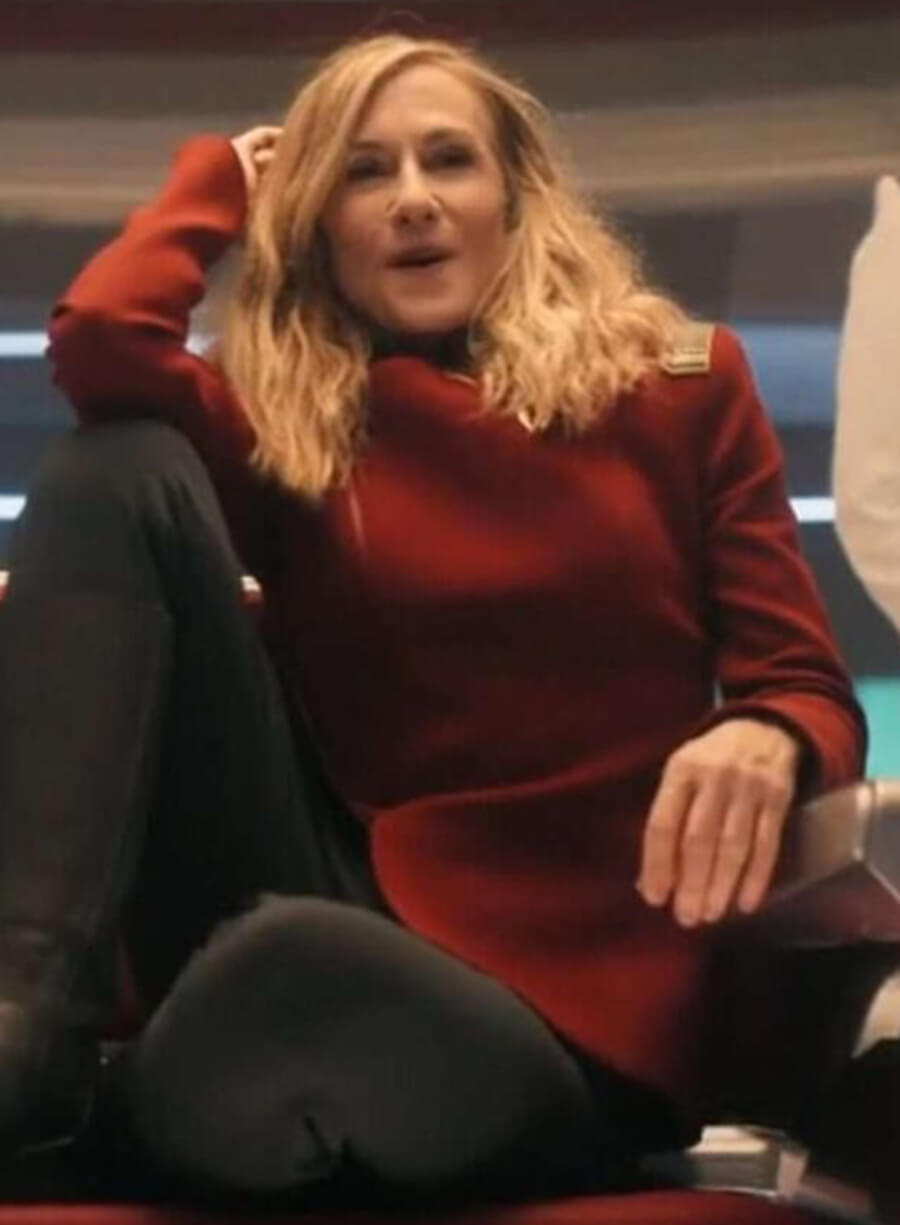 Harpoon Captain Nahla Ake Inspired Red Leather Jacket - Star Trek: Starfleet Academy Style