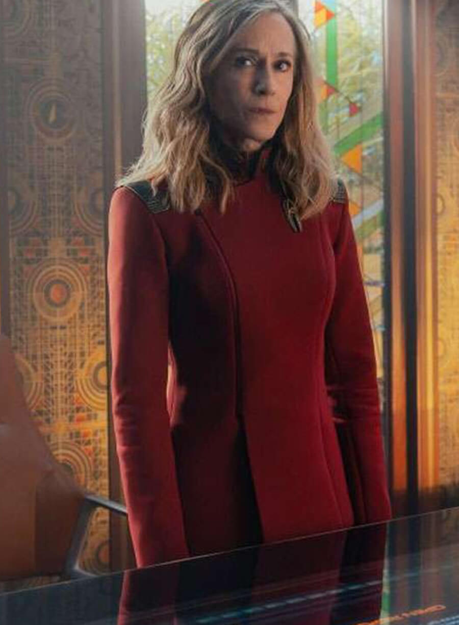 Harpoon Captain Nahla Ake Inspired Red Leather Jacket - Star Trek: Starfleet Academy Style