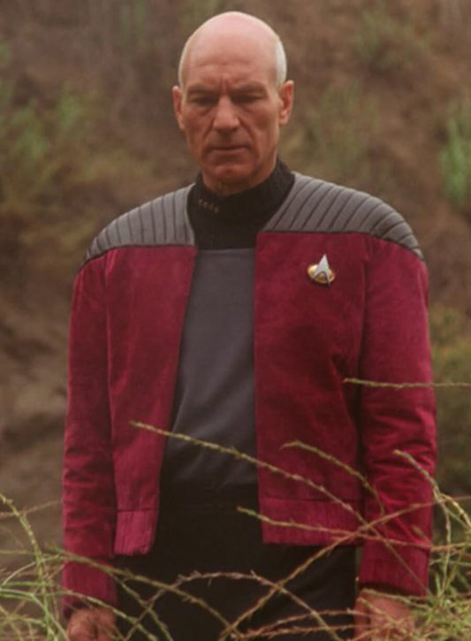 Harpoon Jean-Luc Picard / Captain Picard Inspired Red Leather Jacket - Star Trek: The Next Generation Style