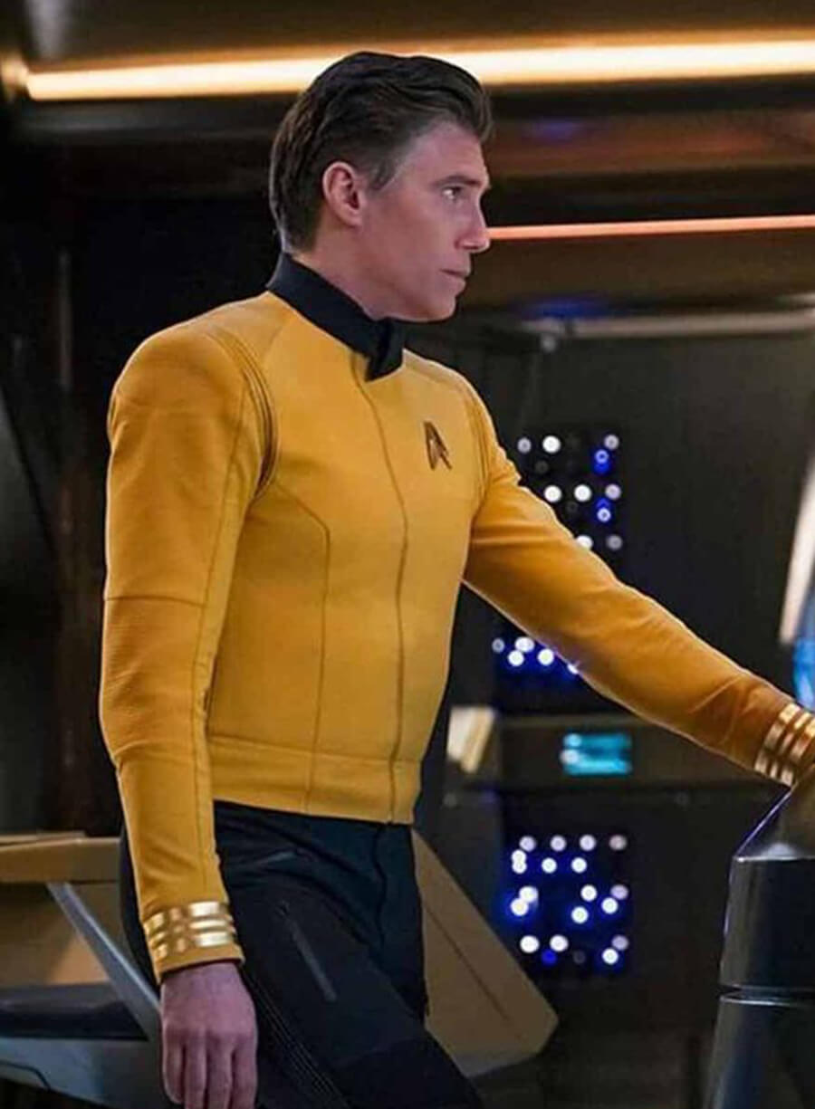 Harpoon Christopher Pike Inspired Yellow Faux Leather / Real Leather Leather Jacket - Star Trek Discovery Style